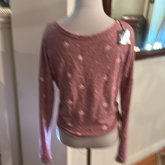 Proof New York Top V Neck Long Sleeve Front Knotted Fabric & Star Printed Design - Picture 5 of 6